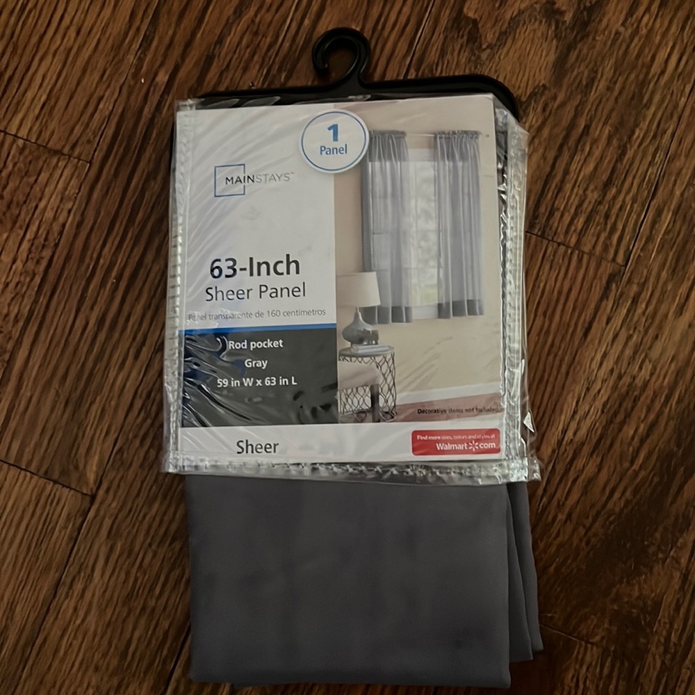 One panel of grey 63 inch sheer curtain